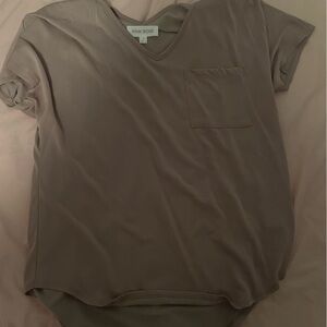 Pink Rose Women's Taupe V-Neck Blouse